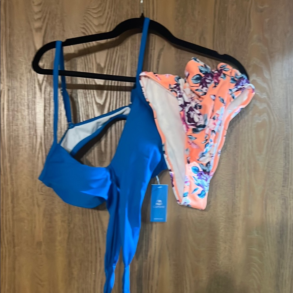 Blue and Floral Bikini Set